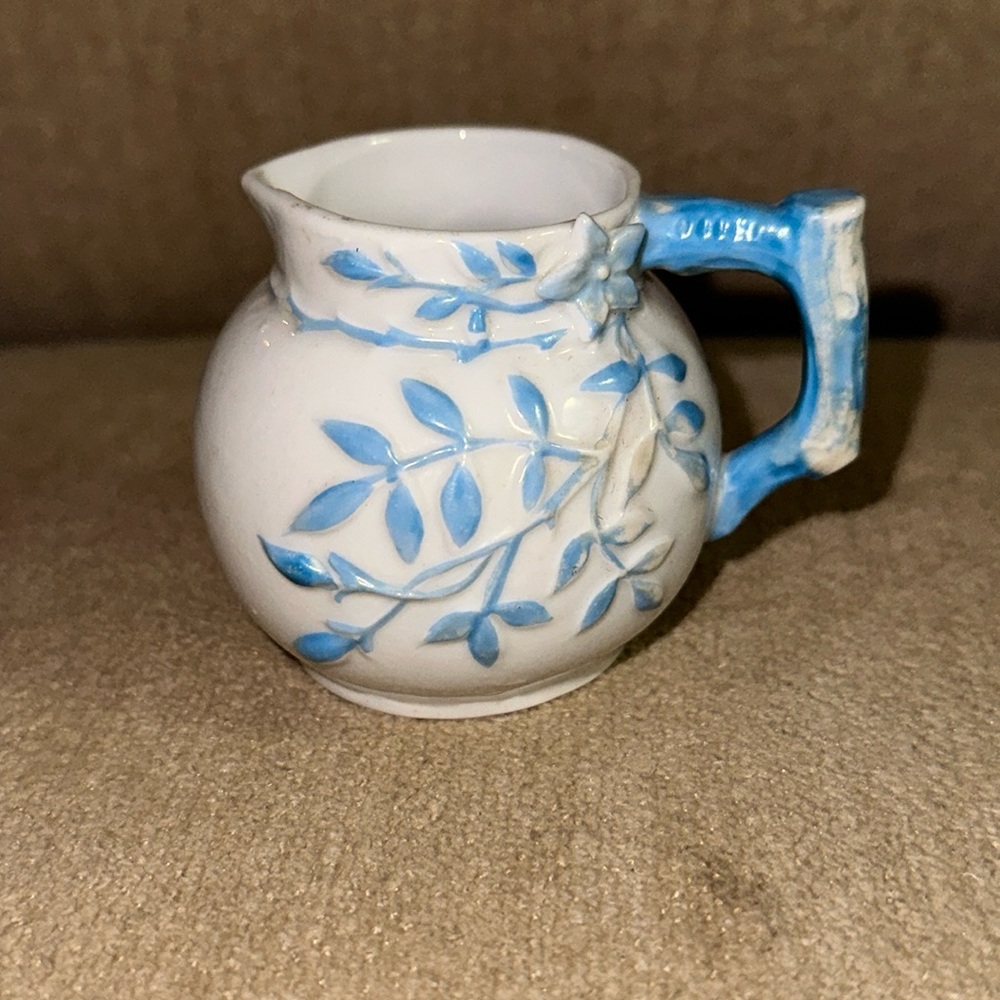 VINTAGE Floral Porcelain Creamer/Pitcher Blue and White 2.5”